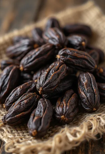 Johannesbrød (Carob) bælg med synligt frugtkød indeni