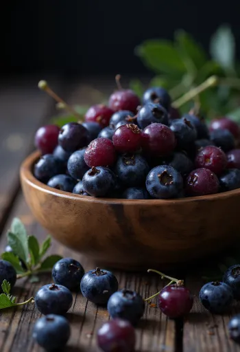Friske aronia-bær, hele og overskårne