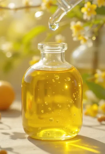 Chiaolie i lille flaske, ved siden af chiafrø i træskål