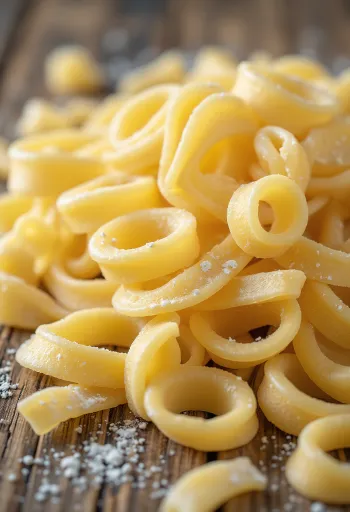 Friskkogt csusza-pasta på træoverflade, uden pynt