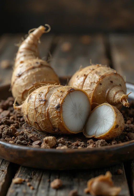 Rå eddoe-rod med detaljeret tekstur og naturlige farver