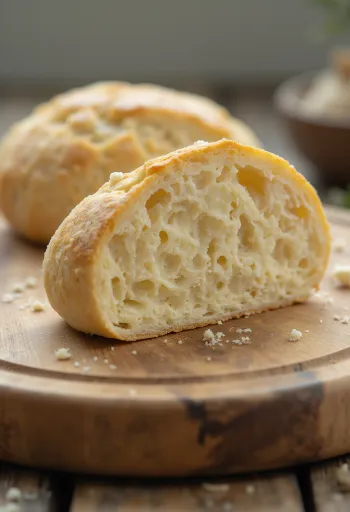 Frisk og tørret gær i små skåle på et skærebræt med lys baggrund