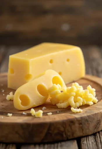 Frisk Emmentaler ost i skål på træbord