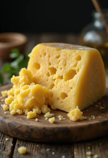 Frisk Grana Padano ost i skål på træbord