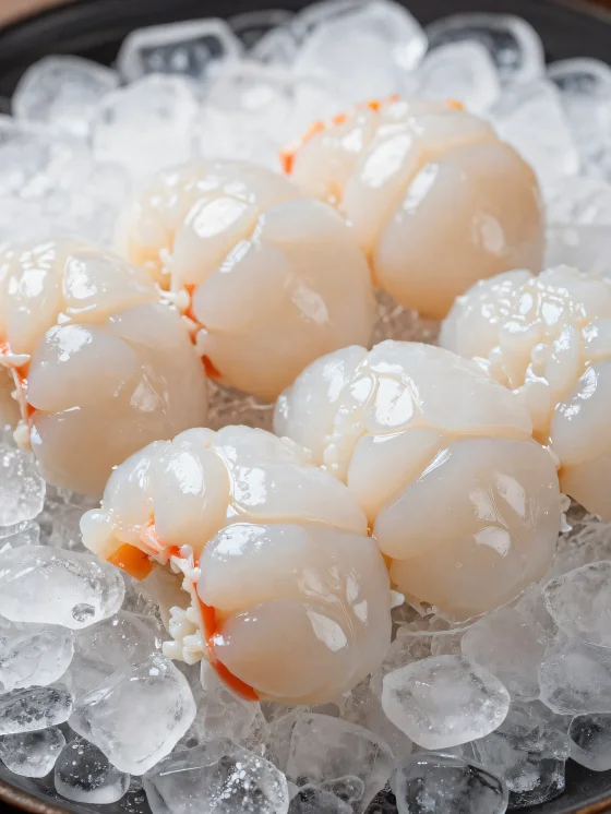 Frisk hummer på rustikt træbræt med citron og krydderier