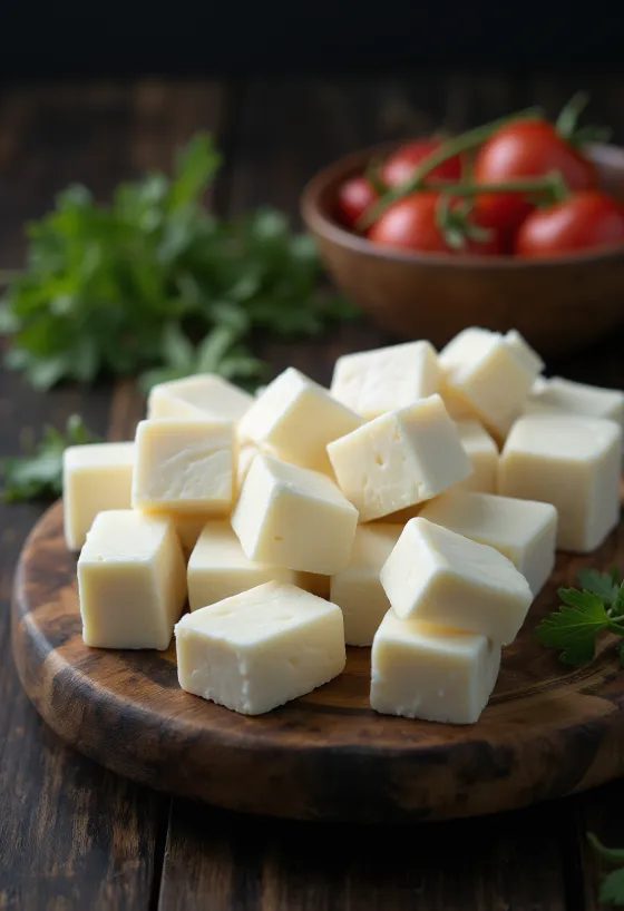 Frisk Paneer ost i tern i skål