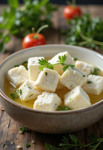 Frisk Feta af fåremælk i keramikskål