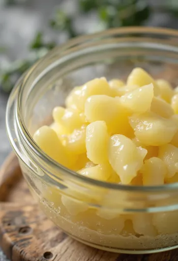 Andefedt i et lille glas og doseret på ske på et træbræt