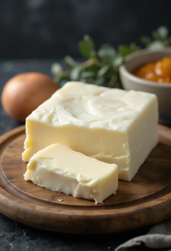 Gedesmør i en lille keramikskål, cremet konsistens, på træbord