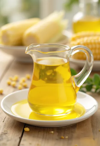 Majsolie i glasflaske, med majskorn og majsgryn