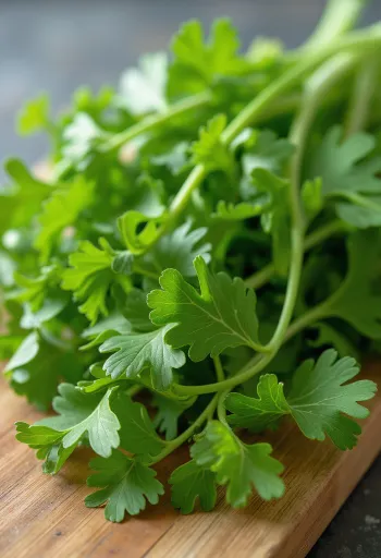 Tørrede løvstikkeblade og stødt løvstikkepulver på køkkenoverflade