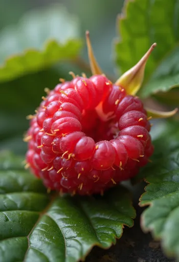 Friske hindbær i skål og anrettet, med hindbærmarmelade og mynteblad