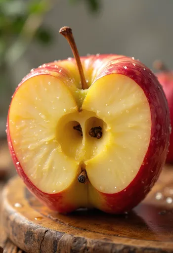 Friske Honeycrisp æbler og både på et skærebræt