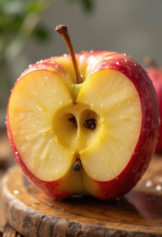 Friske Honeycrisp æbler og både på et skærebræt