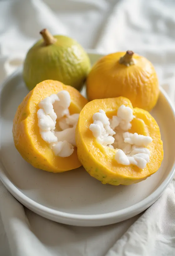 Santol frugt skåret over på et skærebræt.