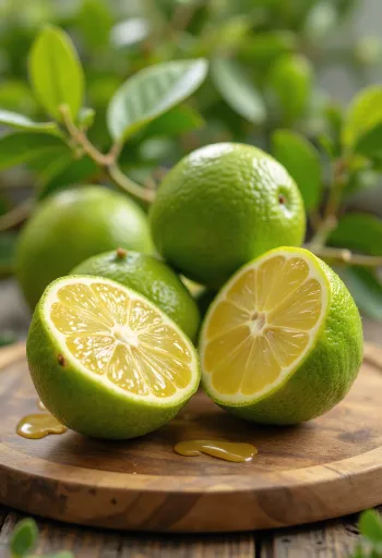 Bergamot i skiver, der viser det gule frugtkød og skallen