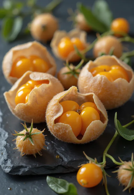 Ananaskirsebær (Physalis) bær, klar orange farve og papiragtigt hylster
