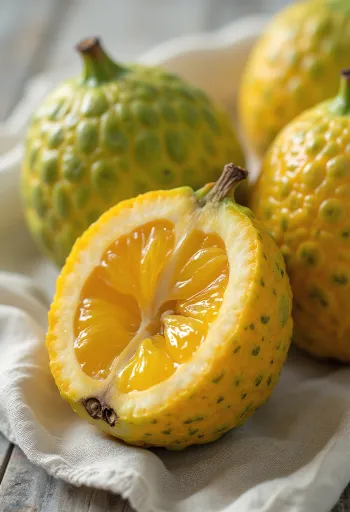 Uglifrugt med gul-grøn skal og orange frugtkød