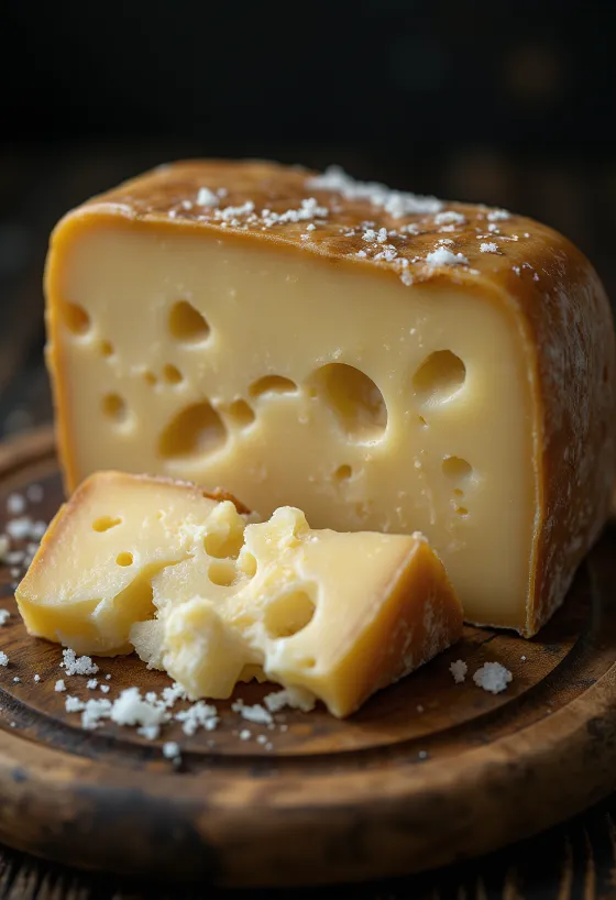 Frisk Parmigiano Reggiano ost i en hvid keramikskål på et træbord