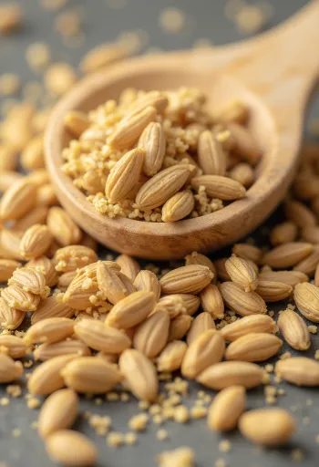 Stødt spidskommen og hele spidskommenfrø på en rustik træoverflade