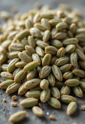 Rensede rugkerner i en lille sæk og spredt på træoverflade