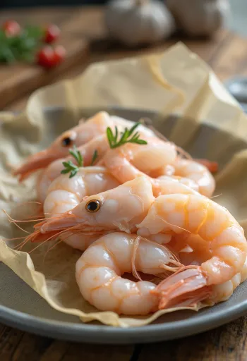 Frisk jomfruhummerkød (scampi) på is med citron og persille