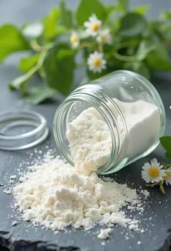 Stevia sødemiddel i pulverform i lille skål med træske