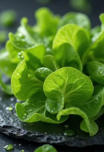Tørrede flager af grøn havsalat.