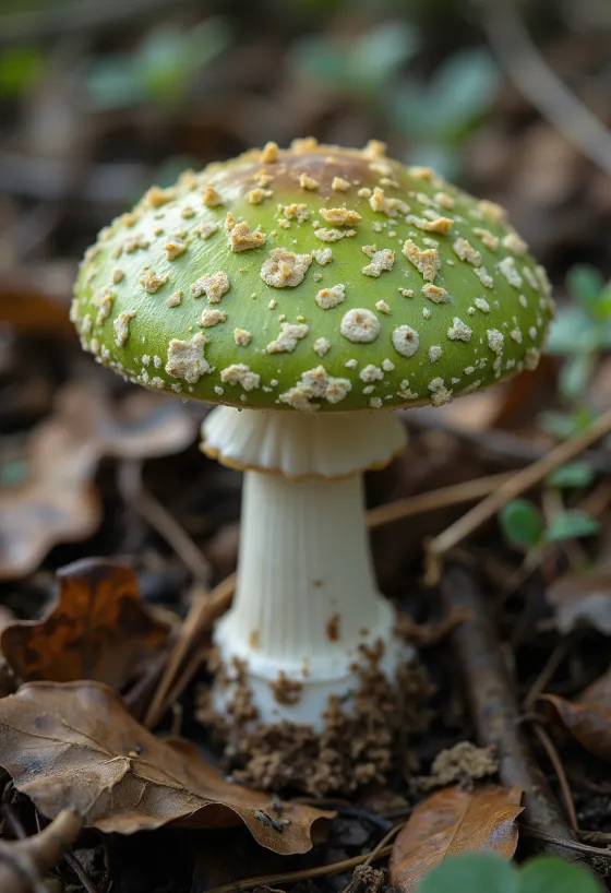 Skiveskåret og renset grønspættet skørhat på køkkenbordet