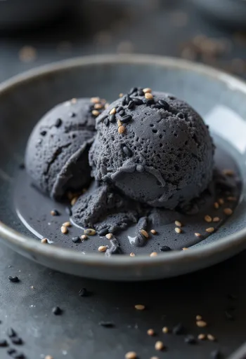 Sort sesam-is serveret