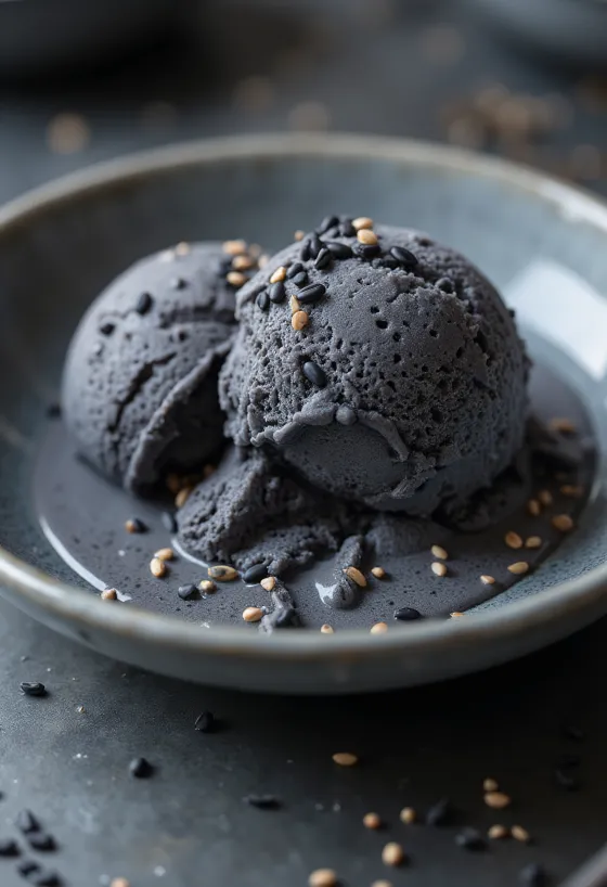 Sort sesam-is serveret