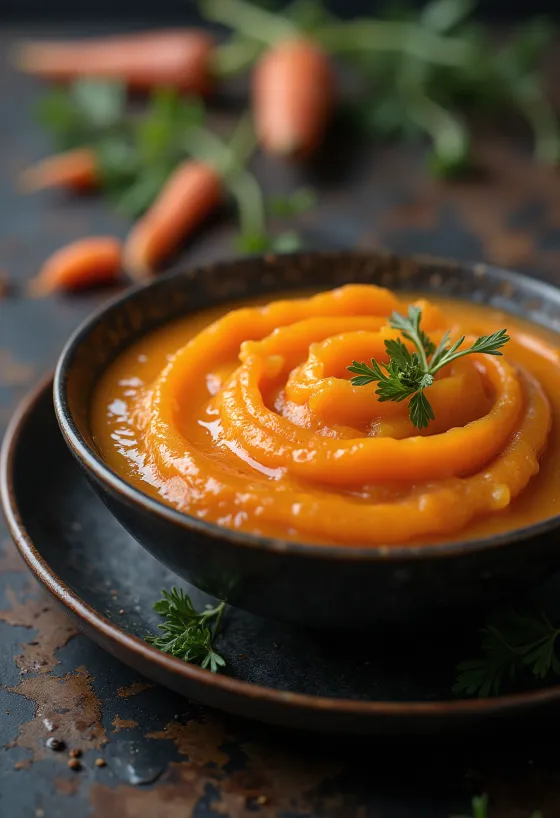Ingefær-gulerodssauce serveret