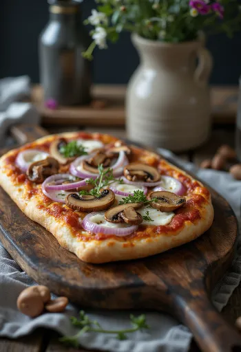 Pizza Finlandese med rensdyrkød, creme fraiche og rødløg