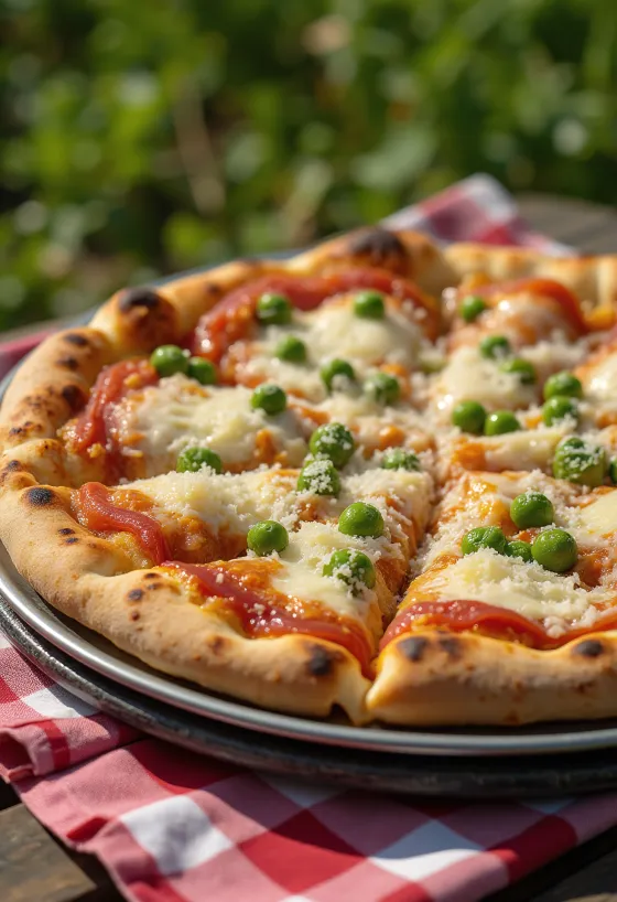 Pizza ai Piselli med grønne ærter og ost