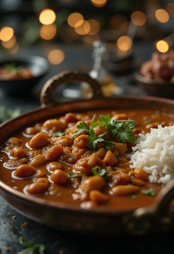 Rajma dal indisk krydret bønneret serveret med frisk koriander