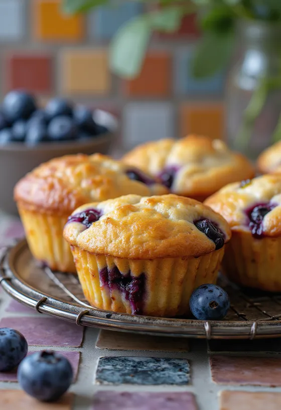 BBQ grillede blåbærmuffins serveret