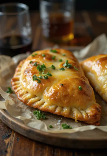 Cornish pasty med ost og løg, med rigt oksekød og sprød dej
