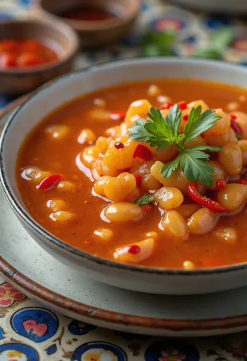 Sød-sur hvidløgssauce serveret