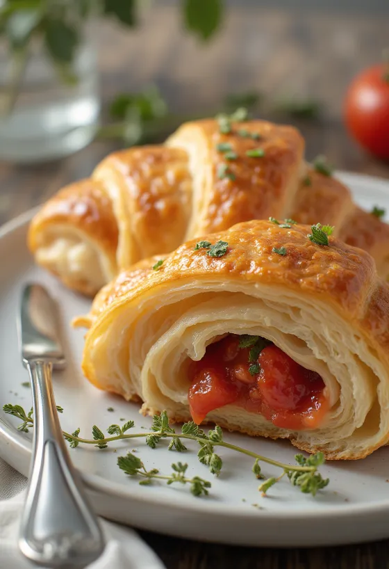 Tomat croissant serveret