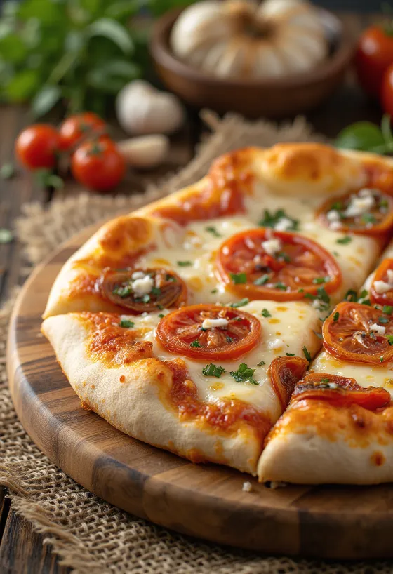 Pizza ai Pomodori Secchi med soltørrede tomater og ost