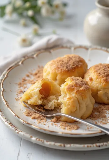 Frisklavede blommeknødler med kanelsukker og rasp