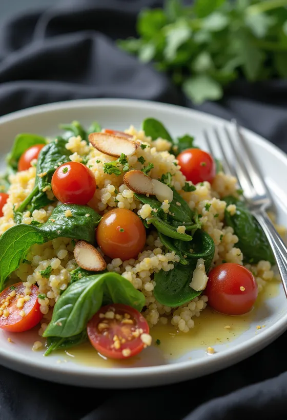 Lime quinoa salat med spinat