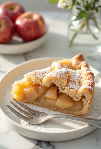 Traditionel æbletærte – Hjemmelavet kage fyldt med bløde kanelæbler i sprød dej.