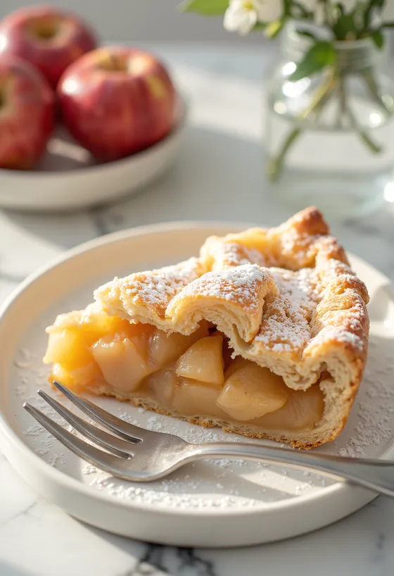 Traditionel æbletærte – Hjemmelavet kage fyldt med bløde kanelæbler i sprød dej.
