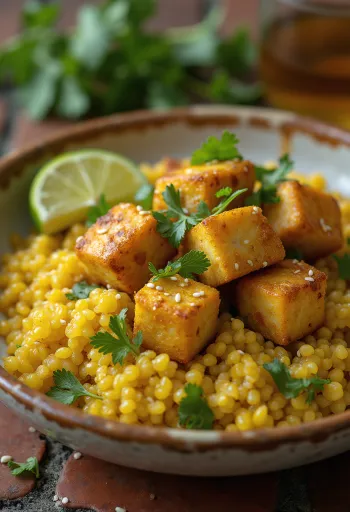 Stegt lime-tofu med karryquinoa