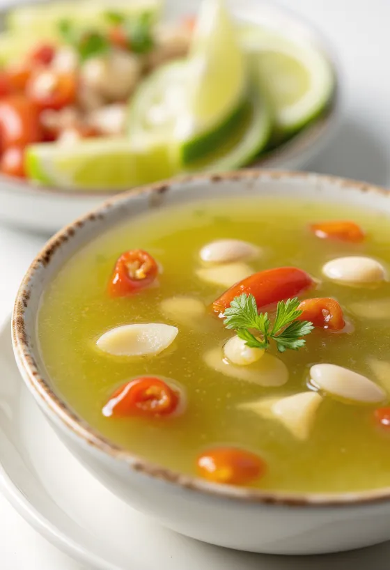 Sursød lime-chilisauce serveret