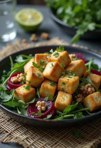 Stegt lime-tofu med rødbedesalat
