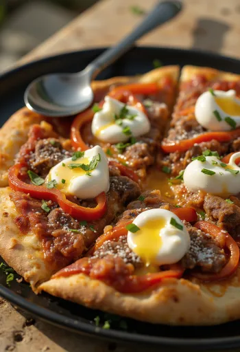 Pizza Iskender serveret