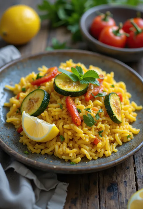 Vegansk paella med grøntsager