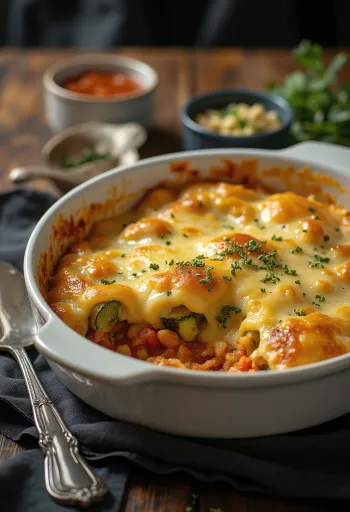 Vegansk squashgratin med tomatsauce